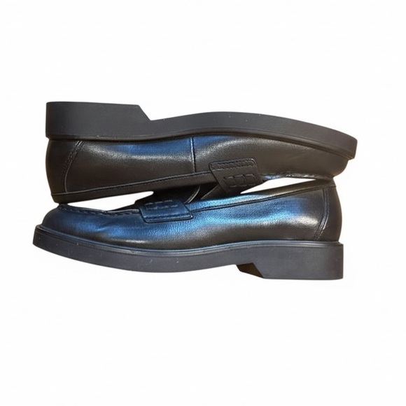 Nordstrom Black Leather Loafers Size 9M 1.25" Heel Classic Dark Academia - Picture 13 of 13